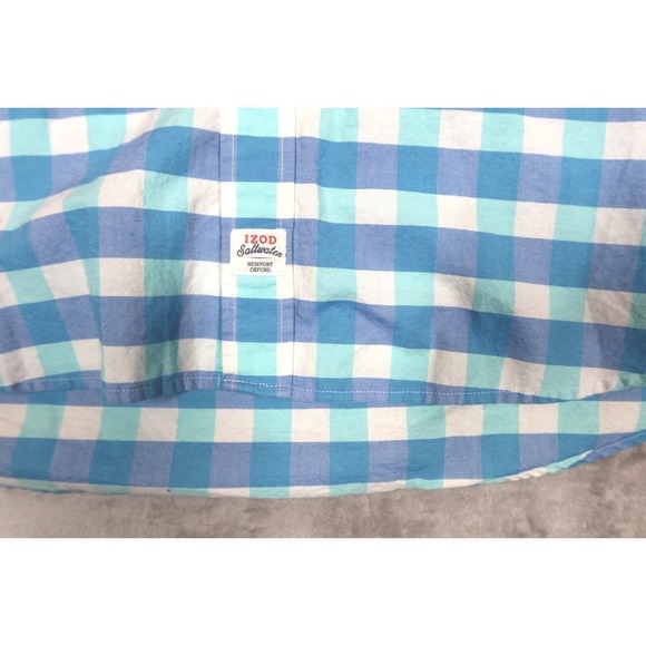 IZOD Saltwater Blue Checkered Hiking Camping Shirt XXL 2XL - Picture 3 of 7